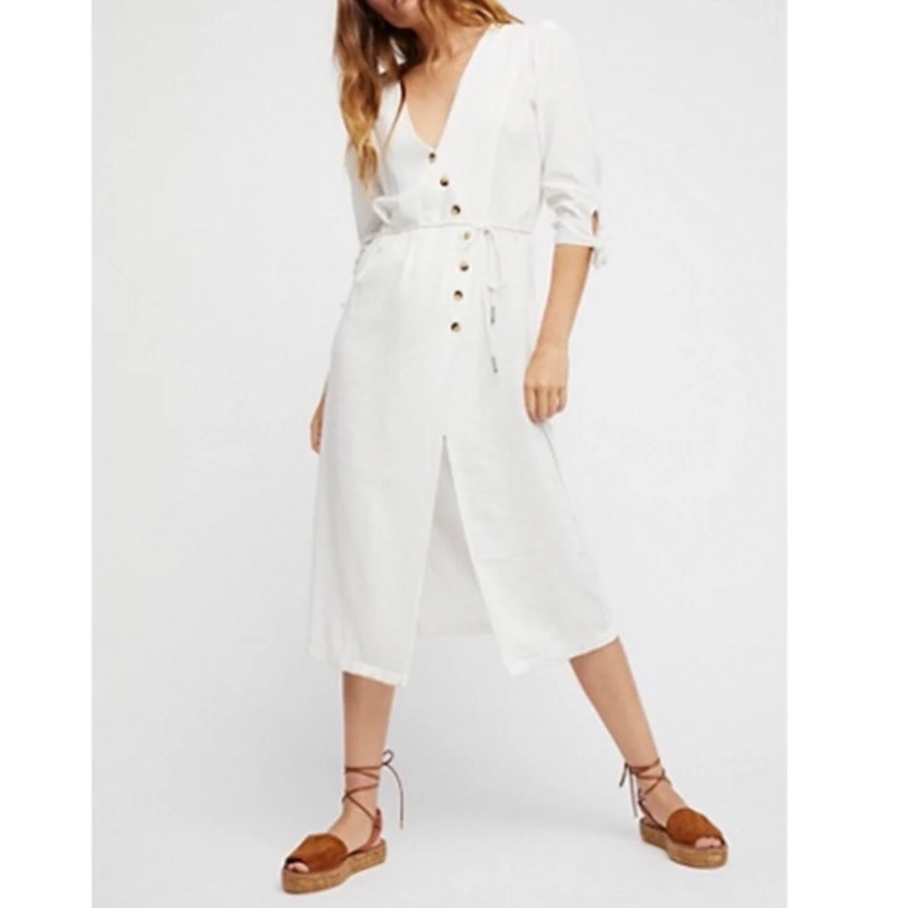 NWOT Free People White Button Up Dress